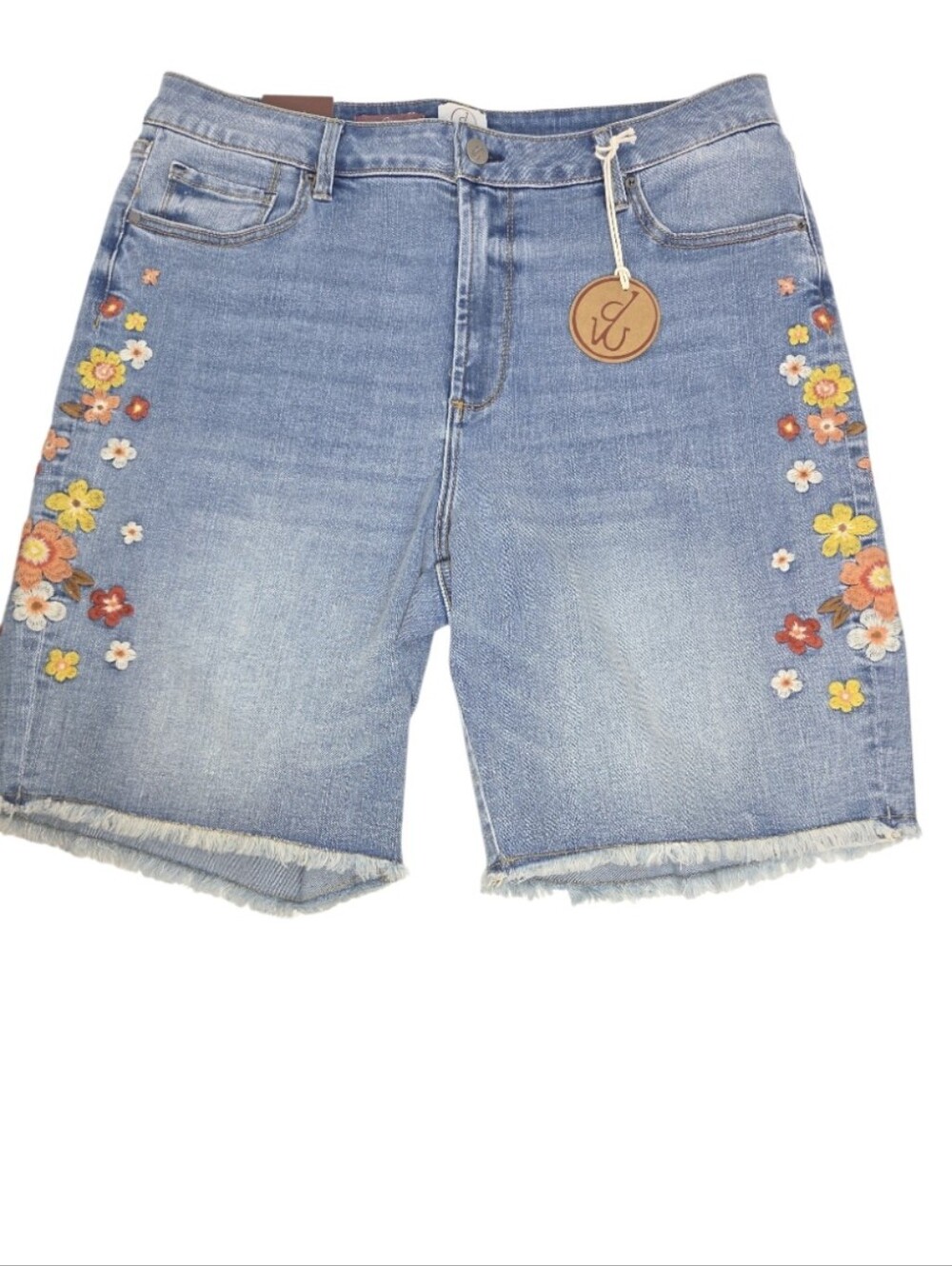 Driftwood Brielle Embroidered Bohemian Floral Bermuda Shorts Size 12 NWT